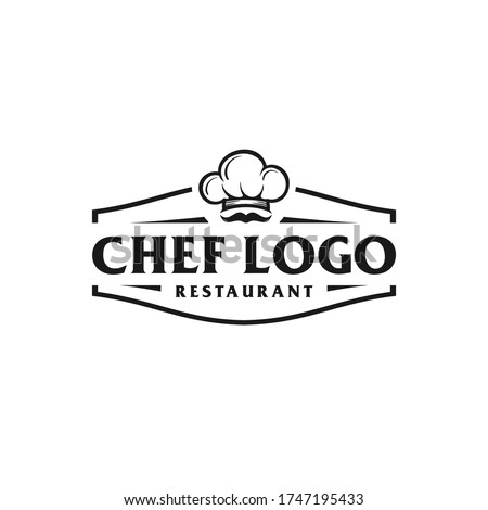 Chef and restaurant simple retro logo design with a cap / chef hat