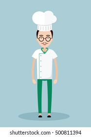 Chef restaurant. Vector character cook in form