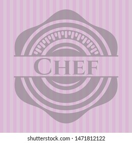 Chef retro style pink emblem. Vector Illustration. Detailed.