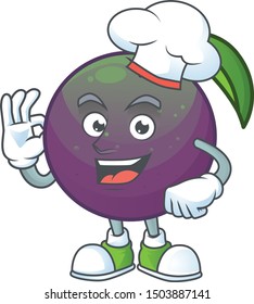 Chef ripe star apple character on white background