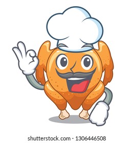 Chef roast chicken served the cartoon table