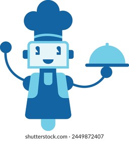 Chef Robot Flat Icon Vector