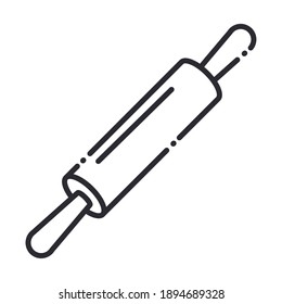 chef, roller pin kitchen utensil line style icon vector illustration