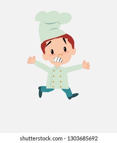 Chef running terrified.