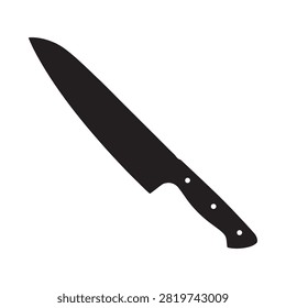 Chef s Knife Silhouette On White Background Minimalist Kitchen Tool