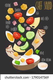 Chef salad. American salad. Vector illustration