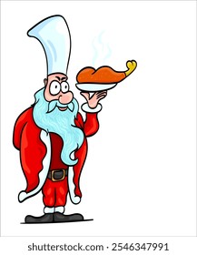 Chef Santa with food at restaurant