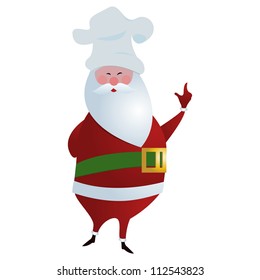 Chef Santa/Santa with chefs hat posing, isolated on white