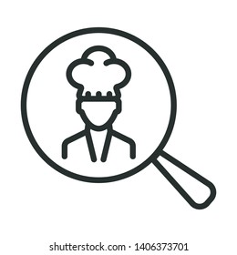 chef search - minimal line web icon. simple vector illustration. concept for infographic, website or app.