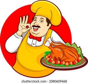 The chef serves delicious grilled chicken