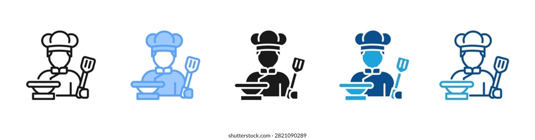 Chef Serving Bowl web icon with multiple style collection