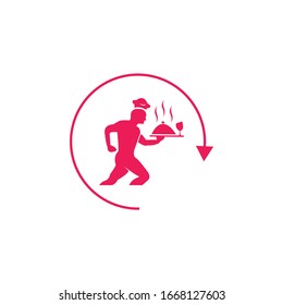 chef with serving platter food logo design with white background.