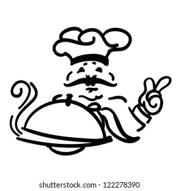 chef with serving tray
