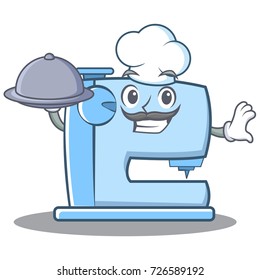 Chef sewing machine emoticon character