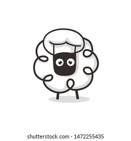 chef sheep logo character icon design