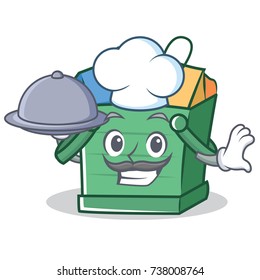 Chef shopping basket character cartoon