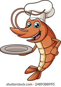 Chef shrimp character vector illustration