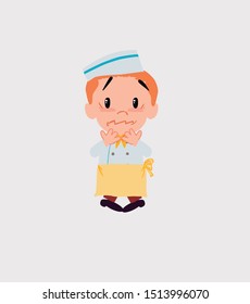 Chef shrugged in fear. He is in negative attitude.