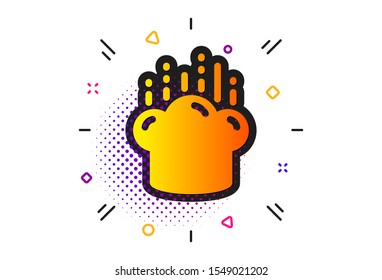Chef sign. Halftone circles pattern. Cooking hat icon. Food preparation symbol. Classic flat cooking hat icon. Vector