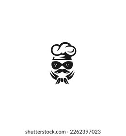 chef silhouette black logo concept template restaurant