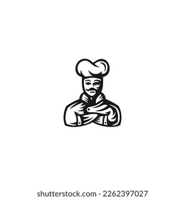 restaurante de plantilla de concepto de logotipo negro de silueta de chef