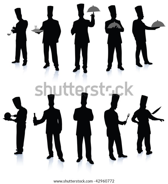 Chef Silhouette Collection Original Vector Illustration Stock Vector