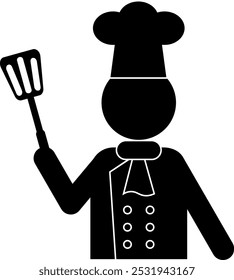 Chef silhouette icon with cooking utensils