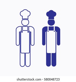 Chef Silhouette Icon. Graphic Flat Isolated Different version