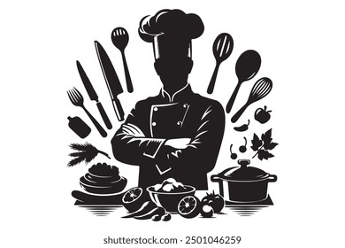 chef  silhouette vector illustration for any use 