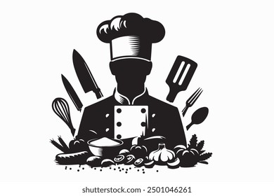 chef  silhouette vector illustration for any use 