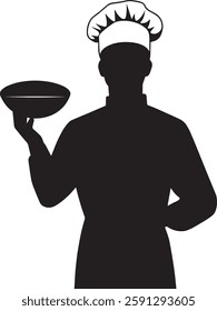 Chef Silhouette Vector Illustration on White Background