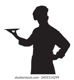 chef silhouette vector isolated black on white background