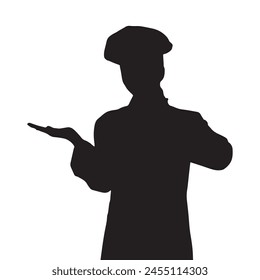 Vector de silueta de chef aislado negro sobre fondo blanco