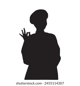 Vector de silueta de chef aislado negro sobre fondo blanco