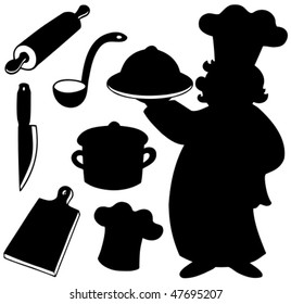 Chef silhouettes collection - vector illustration.