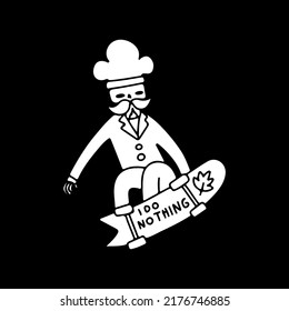 Chef skull freestyle with skateboard illustration. Artwork for street wear, t shirt, posters, bomber jackets, hoodie, patchworks, enamel pins; for teenagers clothes.