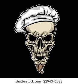 chef skull head vector for commercial use