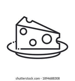 Chef, Slice Cheese On Dish Kitchen Utensil Line Style Icon Vector Illustration