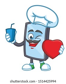 chef smartphone mascot character vector design