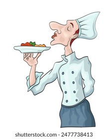 Chef Smelling food Vector Cartoon Character