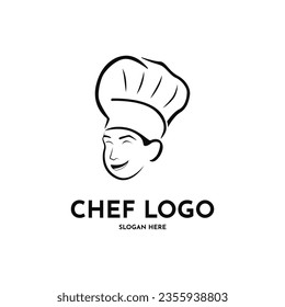Chef smile logo design creative idea for restaurant business
