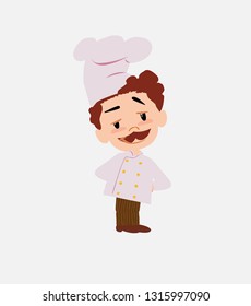 Chef smiling peacefully.