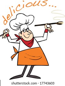chef with soup - color