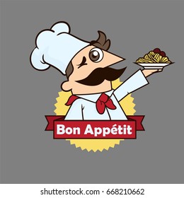 Chef with spaghetti clipart