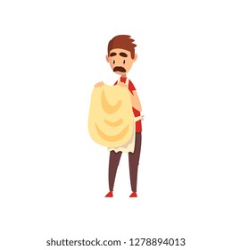 Chef spinning the dough, pizza maker character, stage of preparing Italian pizza vector Illustration