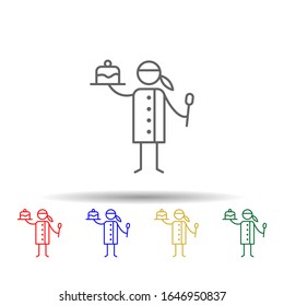 Chef, spoon, cake multi color style icon. Simple thin line, outline vector of Restaurant icons for ui and ux, website or mobile application