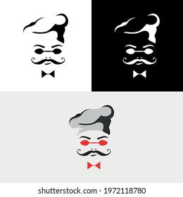 Chef Spoon Moustache Culinary Logo