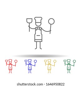 Chef, spoons, restaurant multi color style icon. Simple thin line, outline vector of Restaurant icons for ui and ux, website or mobile application