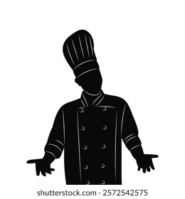 chef standing black silhouette vector