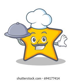 Chef star character cartoon style with food